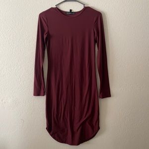 Red form fitting dress